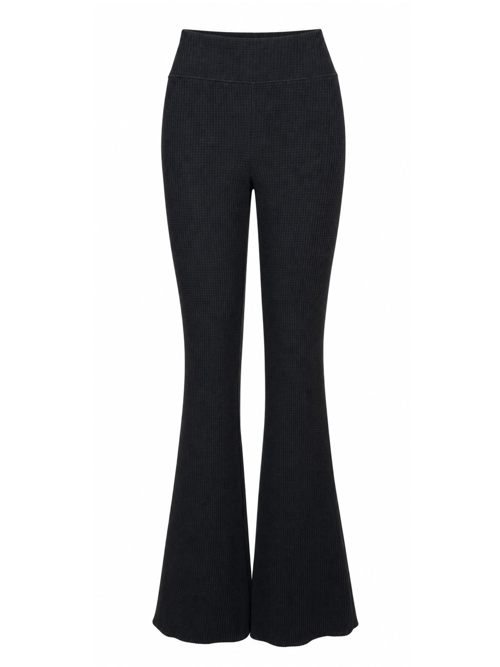 Aerie Black Waffle Knit High Rise Flare Bell Bottom Pull On Pants Small Boho